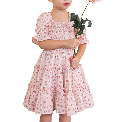 Mommy and Me Dress Matching Clothes Outfit Short Sleeve Romper Dress Floral Square Neck Maxi Dress for Mother and Daughter3