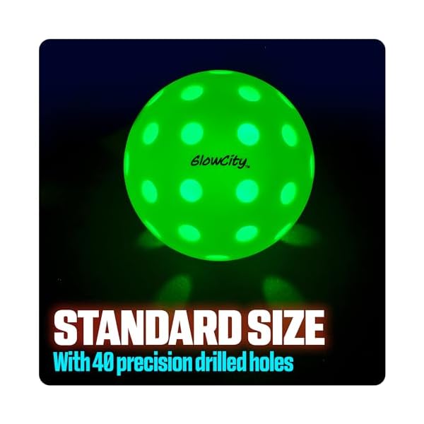 GlowCity LED Pickleball Set: Pack of 4 Glow in The Dark Pickleballs with 20 Hours of Glow Time - Great for Night Time Play - Image 5