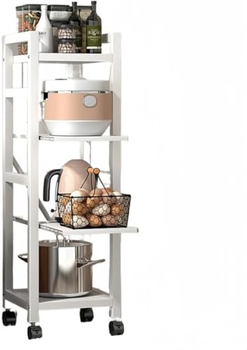 IWEJ �L�b�`�����b�N �L���X�^�[�t�� �L�k�� ��e�� �g�ݗ��ĊȒP �ȃX�y�[�X �d�q�����W�E���ъ���[�p (25cm 4�̃Z�N�V����,�z���C�g)