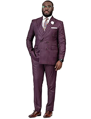 Smoking à rayures pour homme costume 2 pièces croisé idéal mariage