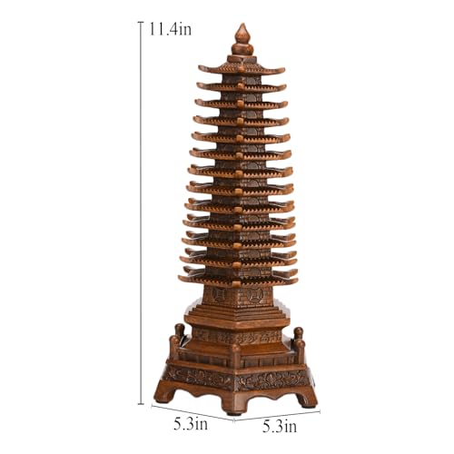 Estatua de Pagoda Fengshui de Resina Marrón 11.4'' miniatura 2