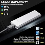 Mini 4TB 2TB SSD High Speed Hard Disk External M.2 Solid State Disk Mass Storage USB 3.1 Type-C Interface,500GB,Silver