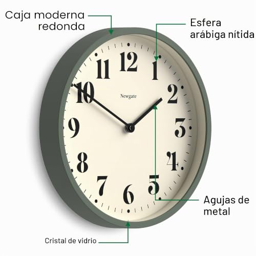 Reloj de pared moderno NEWGATE verde de 30cm para salon 6