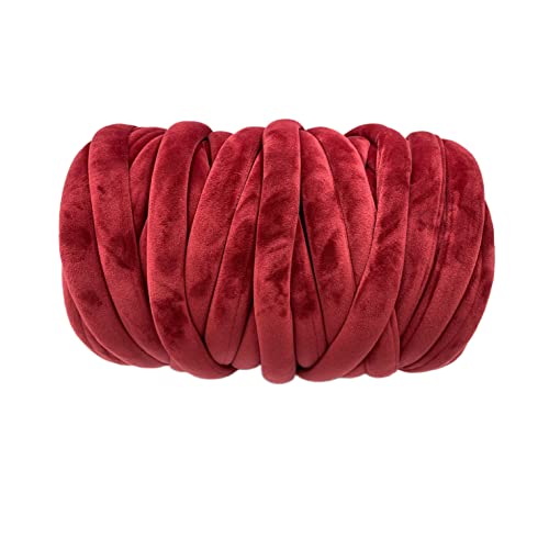 4 Lbs Super Bulky Chunky Yarn, 1.2Inch Thick Red Velvet Washable Softee Hand Knitting Big Giant Jumbo Tubular Yarn For Arm Knitting Extreme Diy Blankets Throw Rugs Pillow Making 85 Yards #TOP26
