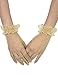 QRBTSCL Women's Short Mesh Gloves Ruffled Tulle Wedding Party Gloves Short Prom Evening Glove Gold