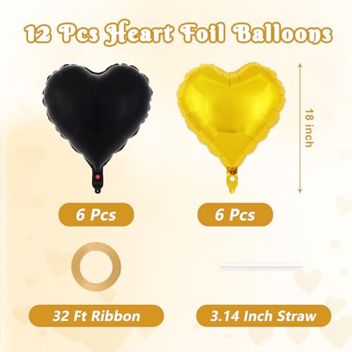 Image of 12 Pcs Colorful Heart Balloons,18 Inch Heart Foil Balloons Love Balloon Valentine Balloon for Birthday Party Wedding Engagement Party Baby Shower Valentine Day Decorations