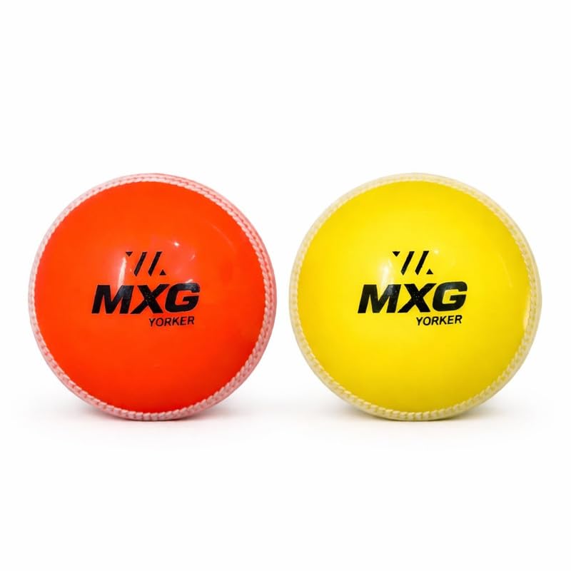 Image of MXG Yorker I-10 Cricket Ball | Heavy Bounce Ball for Street, Ground, Practice, Training & Matches (Orange+Green, Pack of 2)