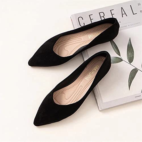 Stunner Women’s Ballet Flats Comfortable Pointed Toe Slip On Memory Foam Flats Shoes Black 38(6.5) #TOP1