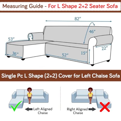 Image of HOKIPO 'Elira Series' Printed Quilted One-Piece L Shape 4 Seater (2+2) Sofa Cover Mat with Left Chaise | Anti-Slip Backing & SecureFit Belt, Copper Brown Floral (AR-5373-C8)