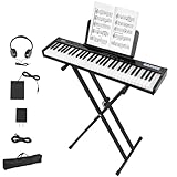 61 Keys Electric Keyboard Piano, Portable Semi-Weighted Electronic Keyboards with Sheet Music Stand & Power Adapter, Musical Instruments for Beginners and Professionals