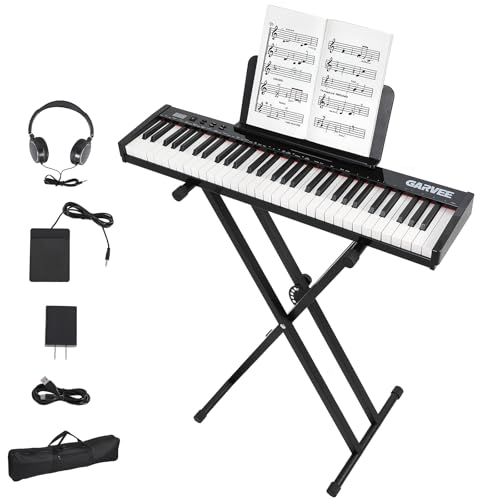 61 Keys Electric Keyboard Piano, Portable Semi-Weighted...