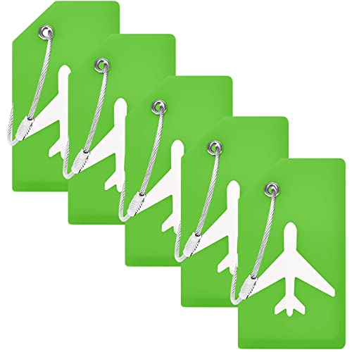 BlueCosto 5X Bright Green Small Luggage Tags for suitcases Travel Suitcase Tag w/Privacy Covers