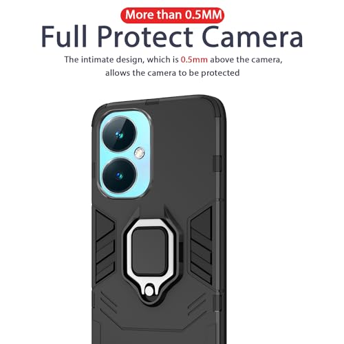 Image of Pikkme Back Cover for OnePlus Nord Ce 3 5G | 360 Protection | Ring Holder | Kickstand | Tough Armor Case (Black)
