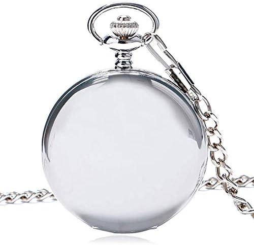 ZMURUD Pocket Watch, Silver Smooth Full Hunter Pocket Watch Men's s