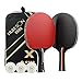 XFQ Imposta Ping-Pong, Portatili Pure I Blocchi di Legno Ping Pong Tennis da Tavolo 3 Stelle per I Bambini Adulti Gioco da Interni Esterni,Short Handle