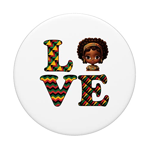 LOVE Black History Month Strong African Girls PopSockets PopGrip Interchangeable – vue 3
