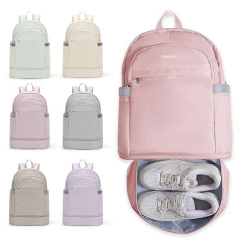 SZLX Sportrucksack für Frauen mit Schuhfach und Nasstasche Faltbarer Handgepäckrucksack Großer Reise-Laptop-Rucksack Wasserdichter Freizeitrucksack Sportrucksack Sporttasche für Schwimmen Yoga Rosa