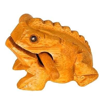 3 Inch Wooden Frog Guiro Percussion Instrument, Handcrafted Natural Wood Frog Musical Instrument Tone Block, Frog Noise Maker Home Office Decor Brown