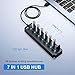 ONFINIO USB Hub 3.0, 7-Port USB Hub Splitter with Individual On/Off Switches and Lights, 3.2ft/1m Long Cable Compatible with MacBook, Laptop, Surface Pro, PS4, PC, Flash Drive, Mobile HDD