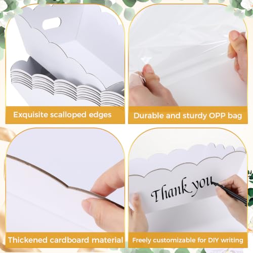 Image of Fuyoooo 8 Pack White Baskets for Gifts Empty to Fill, Sturdy 10 inch x 12 inch Scalloped Edged Empty Gift Basket Kit Bulk with Handles, 8 Wrap Bags, 16 Tissue Paper and 8 Bows for Wedding Party
