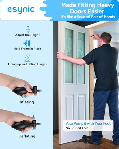 Image of eSynic 4 Pack Heavy-Duty Air Wedge Bag Kit - Up to 300lbs Load-Bearing | Durable Air Lifting Bag with Quick-Release Valve & 6 Wedges-10000 Using Times-Lift to 2 inch Lift Height for Door Window Install