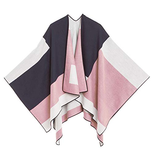 MELIFLUOS DESIGNED IN SPAIN Women s Shawl Wrap Poncho Ruana Cape Cardigan Sweater Open Front for Fall Winter (PC04-4)