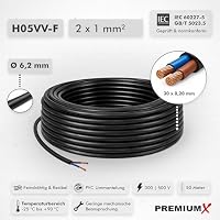 PremiumX Schlauchleitung H05VV-F 2x1 mm² - Flexible PVC Anschlussleitung für Elektroanschlüsse im Innenbereich - 50 Meter – Ansicht 3