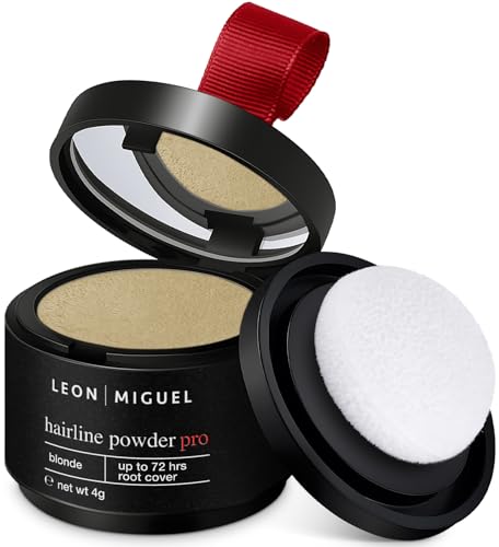 LEON MIGUEL Ansatzpuder - wasserfestes Hairline Powder als perfekten Haar Concealer zum Ansatz kaschieren, unsichtbares Haar Make-up zur Haarverdichtung (Blond, Hairline Powder Pro)