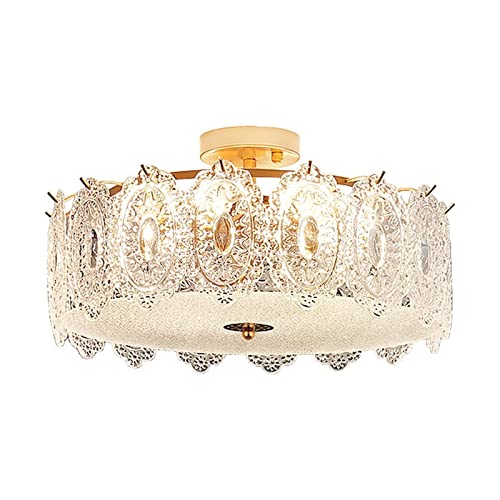 Plafonnier rétro moderne en verre raffiné, luminaire de plafond 50cm