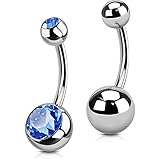 piercing titanio grado implante rosca interna Estilo: una pieza 14G grado 23 titanio sólido doble joyería circonita cúbica cristal ombligo