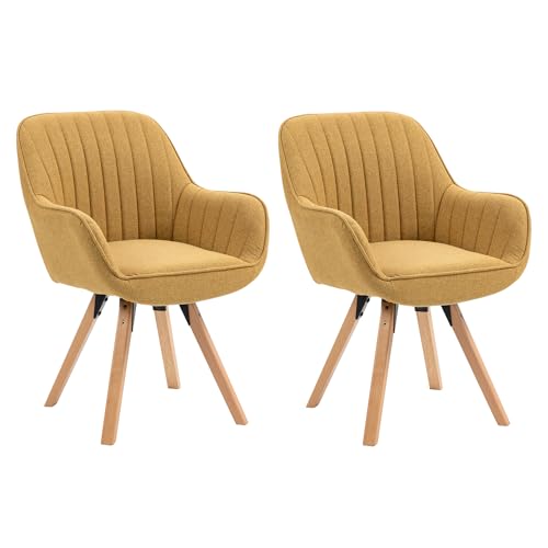 Meuble Cosy Lot de 2 Chaise Salle à Manger Scandinave Fauteuil Coiffeuse Siège Pivotant avec Accoudoirs pour Chambre Salon Cuisine Bureau, Rembourré en...