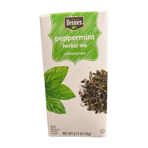 Tea co Benner Peppermint and Green Tea Bags, 40 Count, Individually Wrapped, 1.06oz