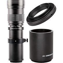 Ultimaxx 420-800mm 840-1600 f/8.3-16 HD Telephoto Zoom Lens for Nikon D3300, D3400, D3500, D5000, D5200, D5300, D5600, D7200, D7500, D750, D850, D500, More Digital SLR Cameras