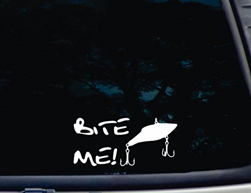 Bite Me! - 7" x 3 1/4" die Cut Vinyl Decal for Windows, Cars, Trucks, Tool Boxes, laptops, MacBook - virtually Any Hard, Smooth Surface. NOT Printed!