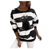 Sweat à capuche à manches longues et imprimé à rayures pour femme K604, comme sur l'image, M