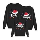 Familys Christmas Sweatshirt Matching Round Neck Family Matching Sweatshirt Long Sleeve Pullover Tops Fashion Blouse, Black, 2-3 Years