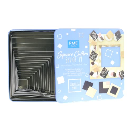 PME Stainless Steel Square Cutters, Set of 19, Silver, 19,5 x 4 x 19,5 cm - Image 2