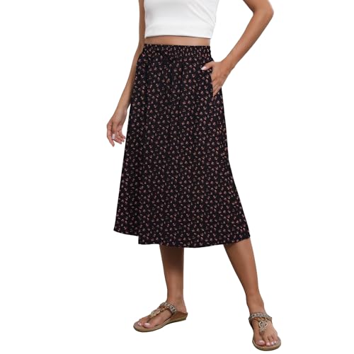 Image of Witsmile Flowy Skirt Elastic High Waist A-Line Skirt with Pockets Bohemia Cover-up for Women 2026 Trendy(S-2XL)