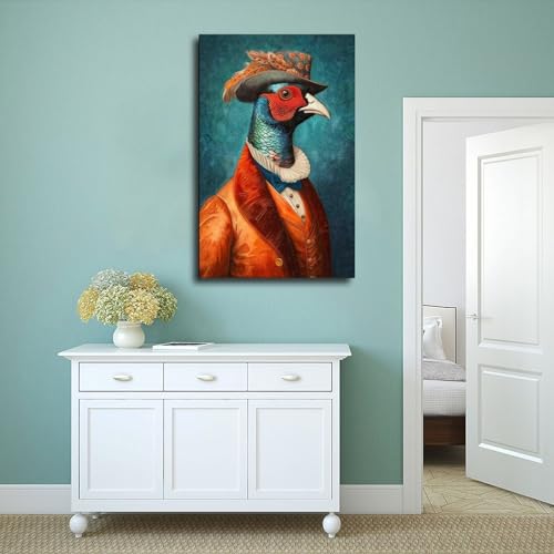 Toile faisan rétro dandy tableau poétique et élégant