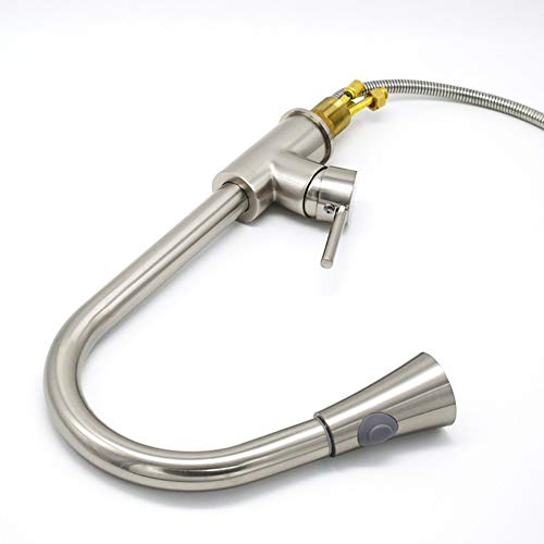 Robinet de cuisine extractible rotatif en acier inoxydable évier