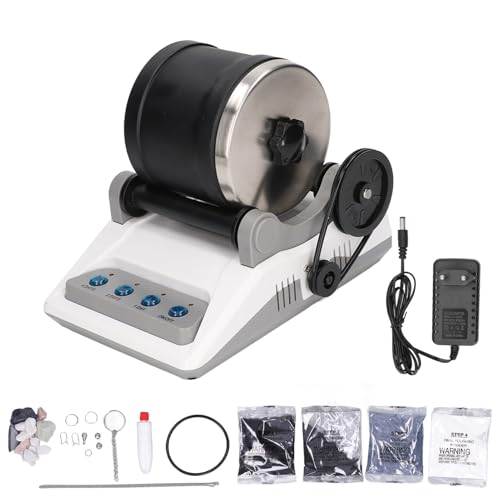 lyrlody Rock Tumbler Kit, Schmuck Poliermaschine für Edelsteine DIY Steinpoliergerät mit Poliermittel für Erwachsene Kinder - Juwelierbedarf Natursteine Polieren Maschine (120V)