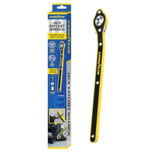 Goodyear - Goodyear Ratchet Wrench Jack Handle, 34cm Scissor Jack Handle with Swivel Head & Universal Adapter, Heavy-Duty Steel, Anti-Corrosion, for Car, SUV, Van Tyre Change (Under 2 Tonnes) - -11%