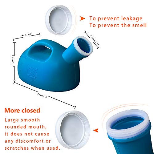Urinals For Men Portable Male Urinal With Lid 2000 Ml/66 Oz Large Capacity Urine Cups For Hospital,Incontinence,Elderly,Travel,Driving,Camping (Blue) #TOP1