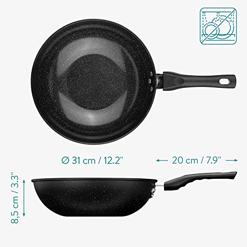 Navaris Non Stick Wok 12.2" Wok Pan for All Stovetop Types Black