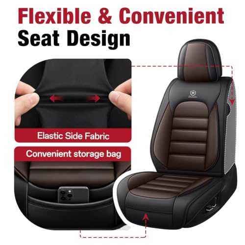 Image of Leather Front Seat Covers for Toyota Camry 2015-2026, Black-Coffee