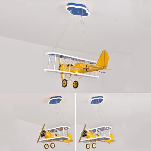Lustre enfant avion de chasse LED variable grand format design dessin animé - 7