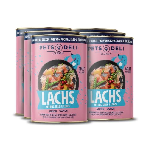 Pets Deli Classic Nassfutter für Hunde mit Lachs, 6x750g