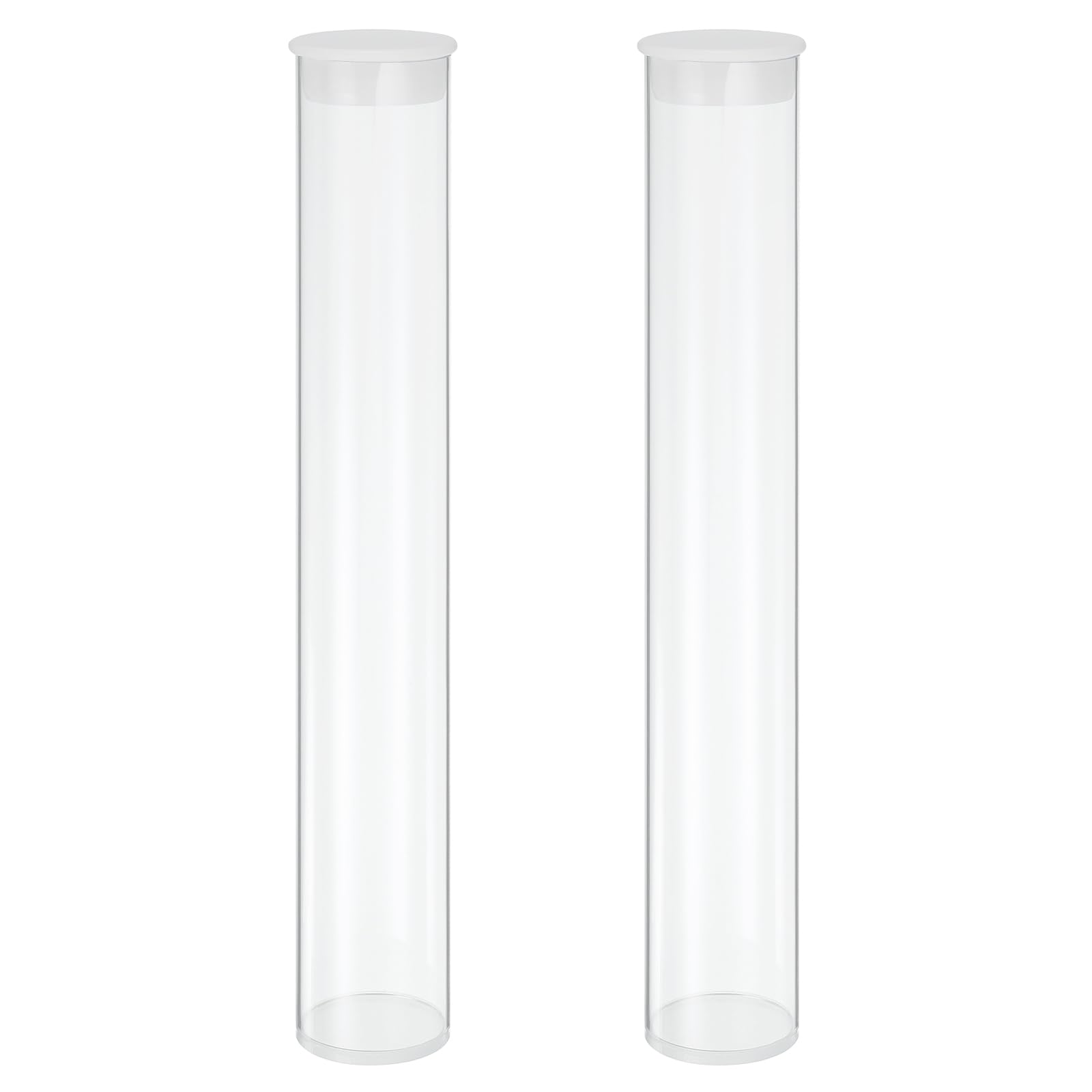 MECCANIXITY Transparent Plastic Storage Tubes, 1 9/16" x 10"(40x250mm) Polycarbonate Clear Rigid Round Storage Tubing with Black Lid, 2 Set