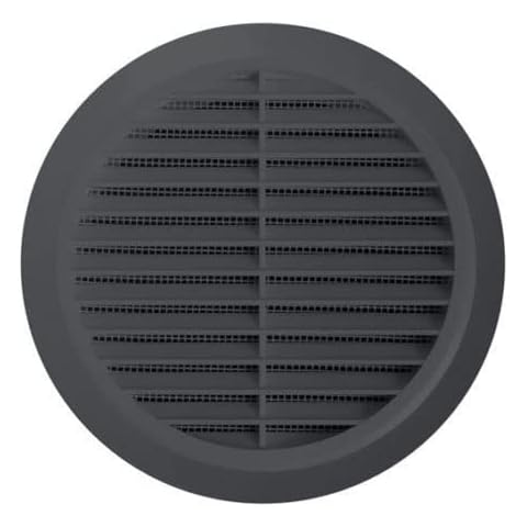 Graphite Circle Air Vent Grille - 100mm, 110mm, 125mm, 150mm - Adjustable Ducting Size - with Fly Screen Cover
