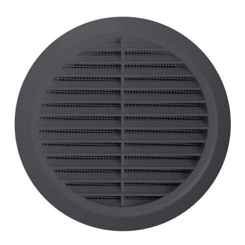 Graphite Circle Air Vent Grille - 100mm, 110mm, 125mm, 150mm - Adjustable Ducting Size - with Fly Screen.